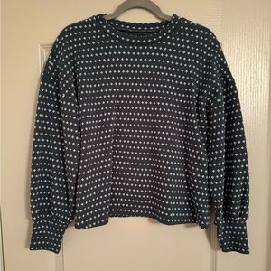 Madewell crew neck spotted jacquard pull over. Full gathered sleeves. NWOT.